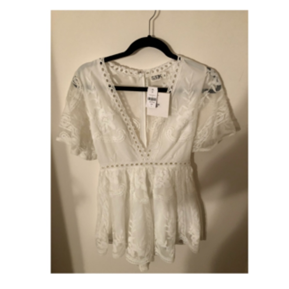 Brand New White Lace Floral Romper