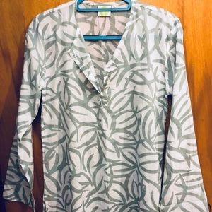 See Design White and Green Beach Shirt/ Cover up