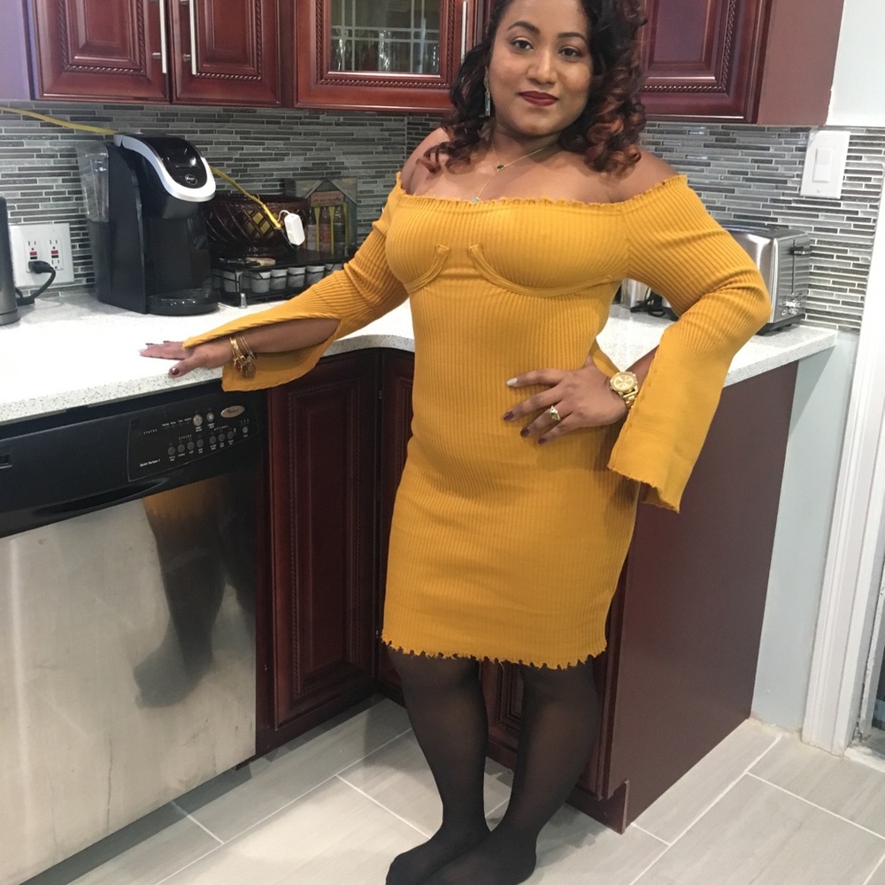 Off Shoulder Ribbed Dress