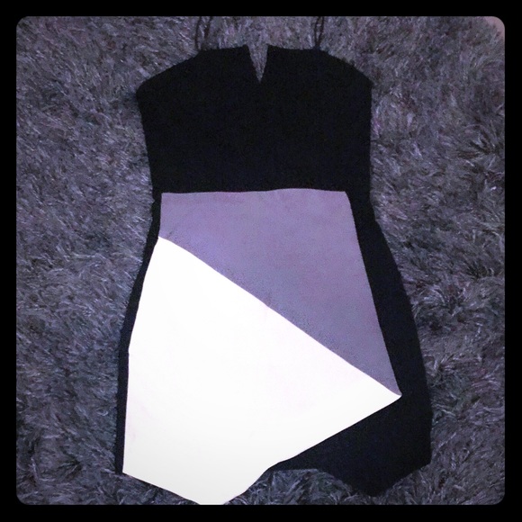 Topshop Rare London Black Grey Mini Dress Sz S - Picture 2 of 3