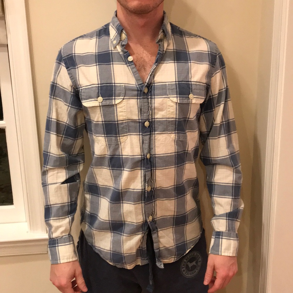 J.crew blue plaid cotton button down shirt