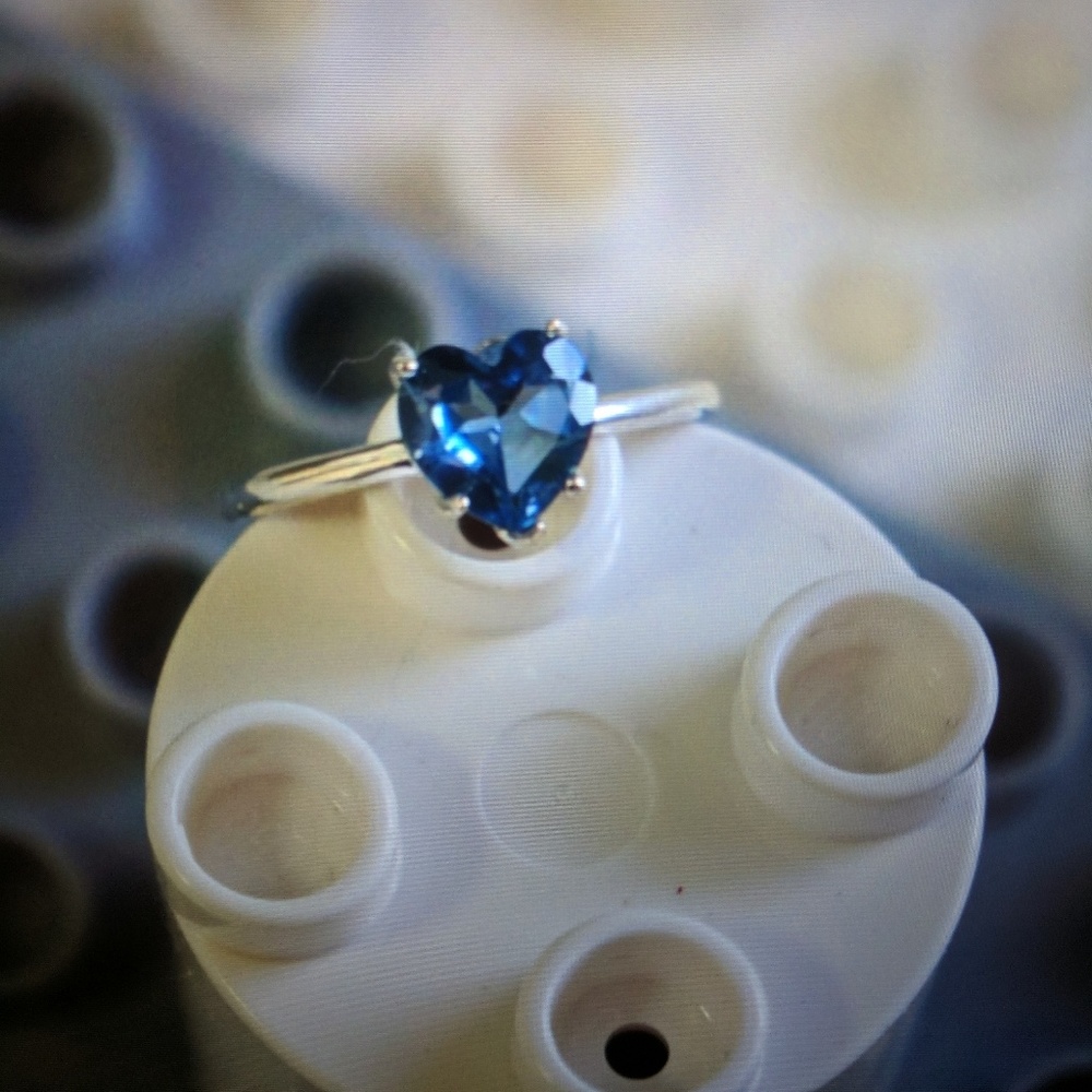 Sterling Silver 7x7 mm Blue Topaz Ring