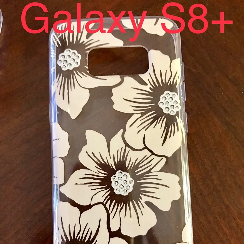 Kate Spade Clear, cream, blinged floral S8+ case