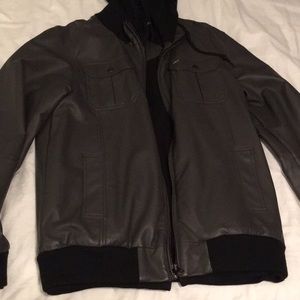 Men obey propaganda grey leather jacket sz L