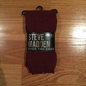 steve madden over the knee maroon brown boot socks