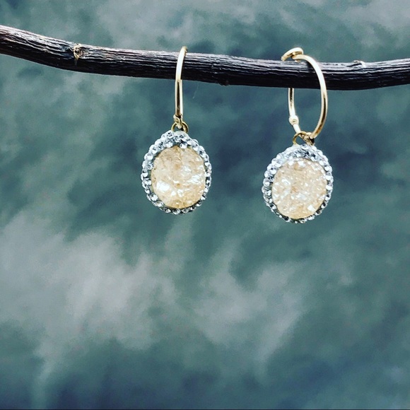 Blushed Druzy earrings with Swarovski crystals - Picture 2 of 5