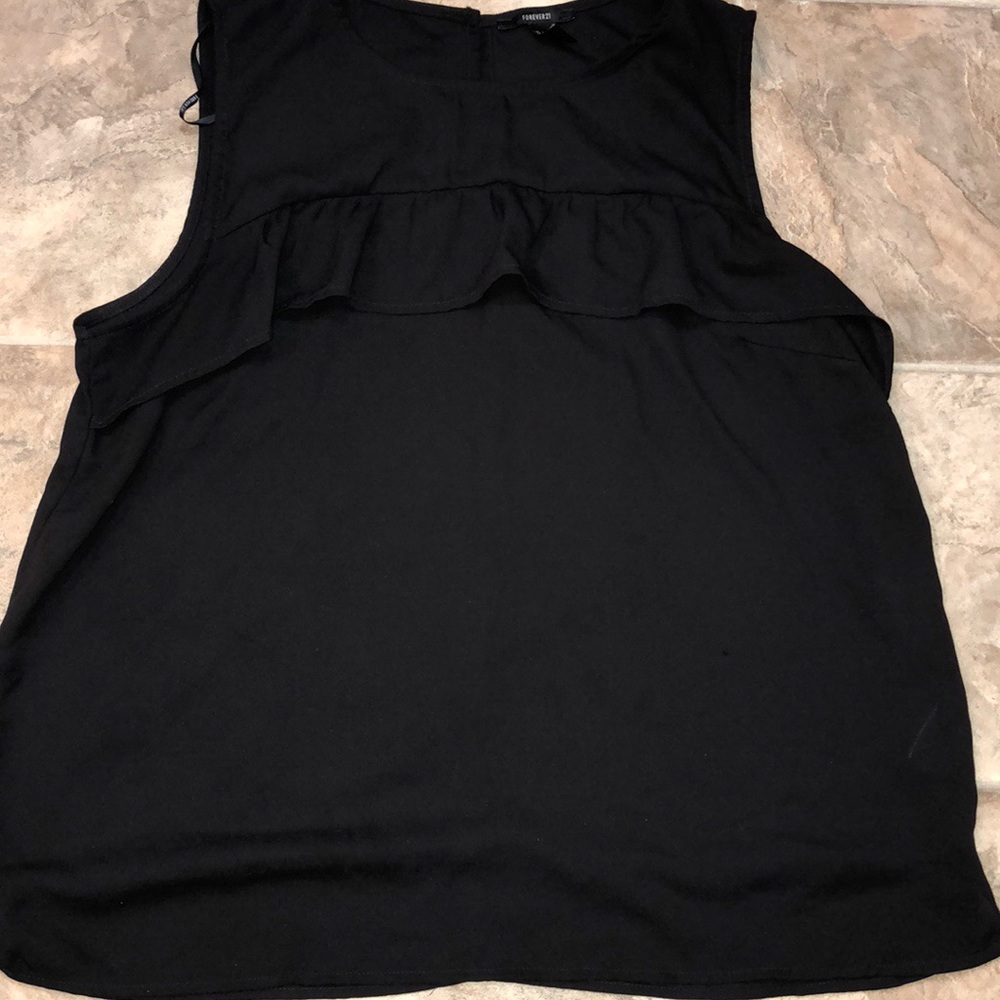 Beautiful Forever 21 Black Ruffled Top