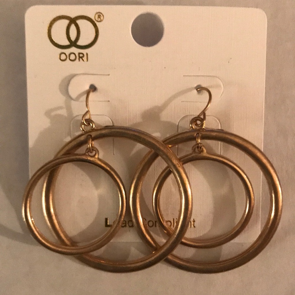 Gold Tone Double Hoop Earrings - Picture 1 of 2