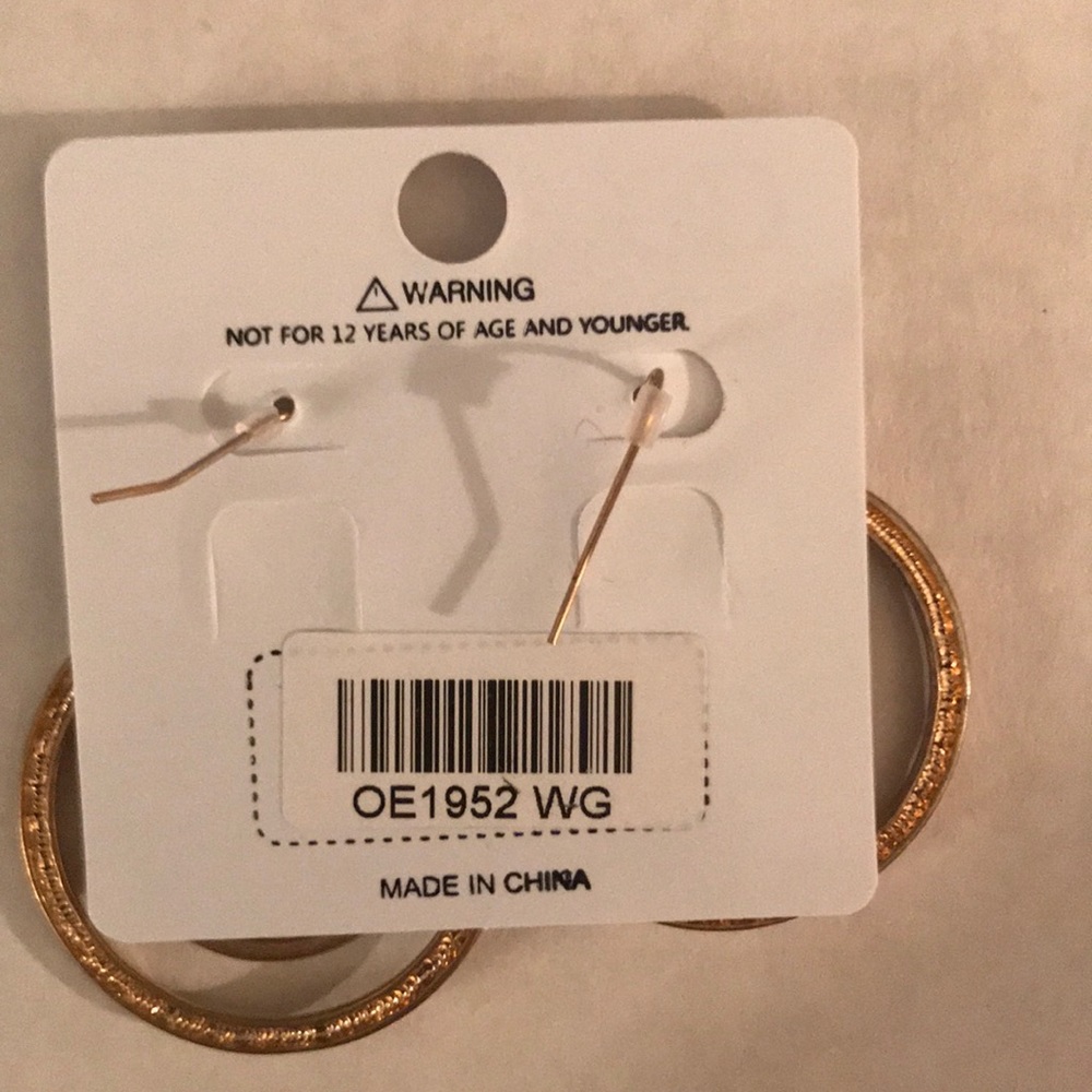 Gold Tone Double Hoop Earrings - Picture 2 of 2