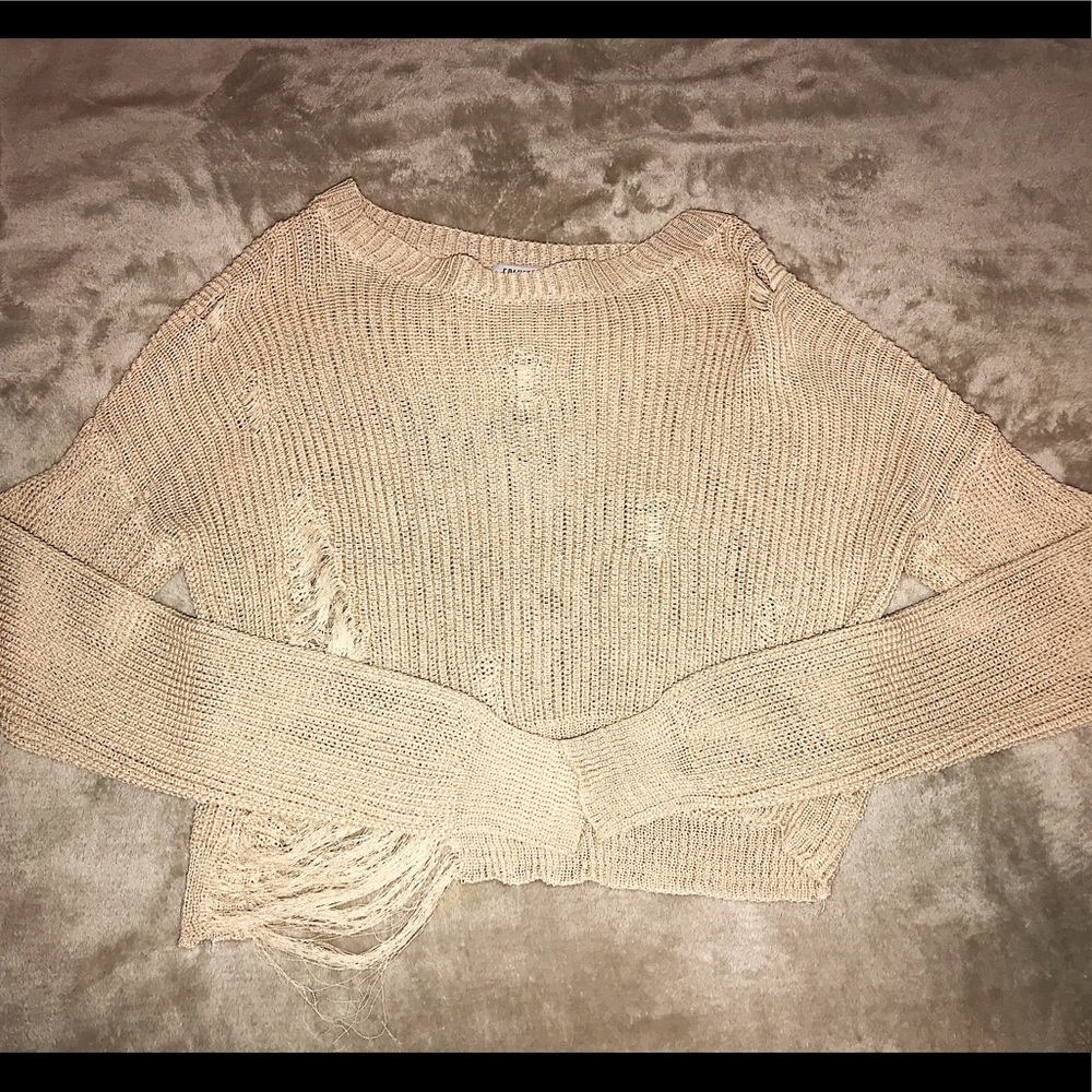 Fashion Nova distressed crop sweater.