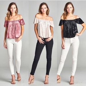 🆕LAST ONE* Crushed Velvet Off-the-shoulder top