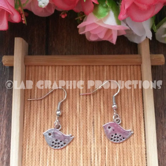 Jewelry - Handmade Antique Silver Little Bird Earrings