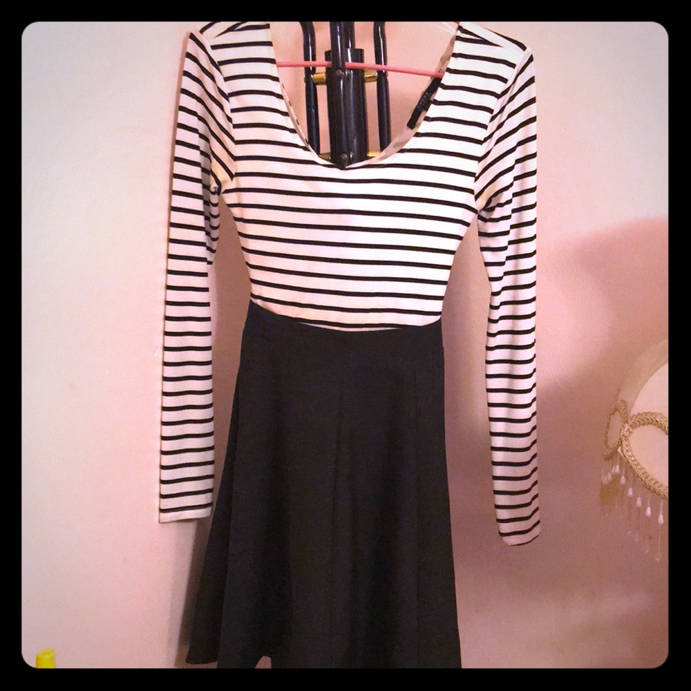 GUESS fit and flare stripe dress