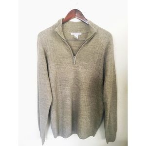 🔸Geoffrey Beene Taupe half zipper Sweater
