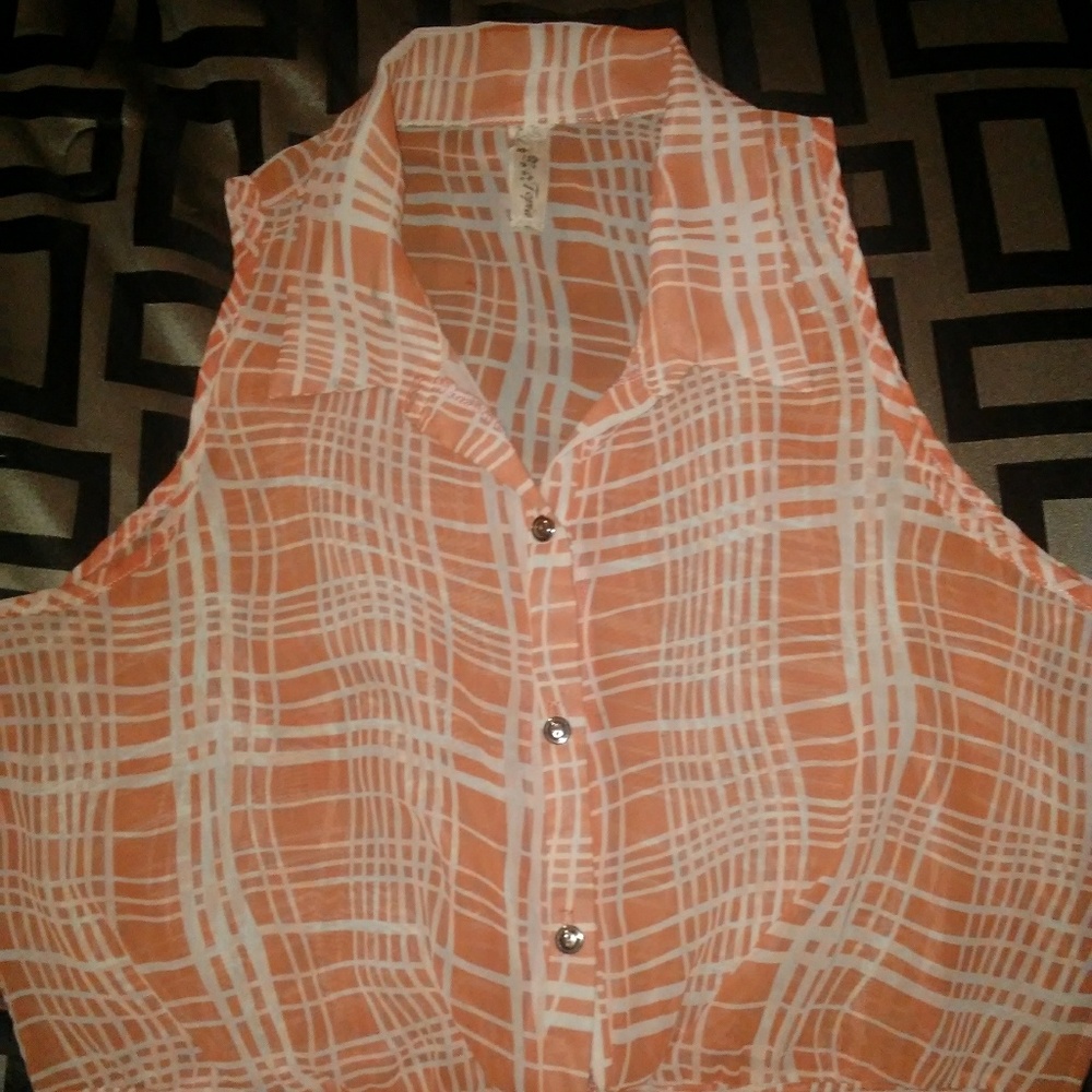 Topia, M, sheer tie at bottom blouse