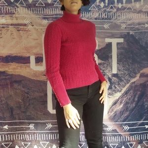 Fuchsia Pink Cable Knit Turtleneck