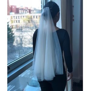 Cream tulle bridal veil