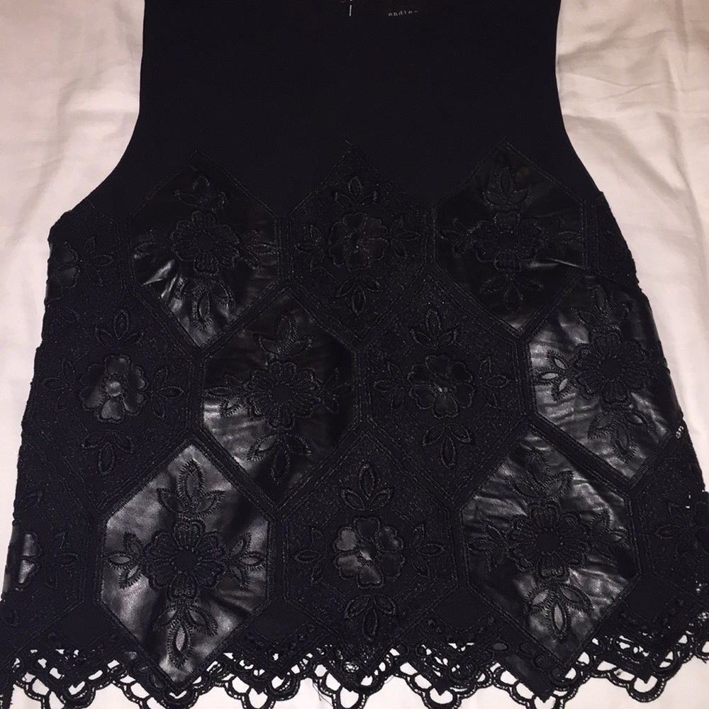 Endless Rose Black Leather and Crotchet top Size:S
