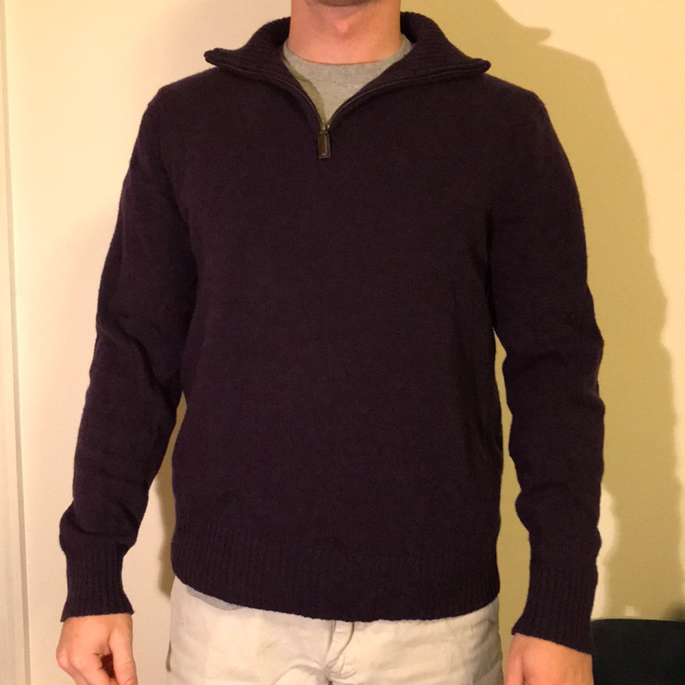 NWOT J.crew lambs wool quarter zip in dark purple