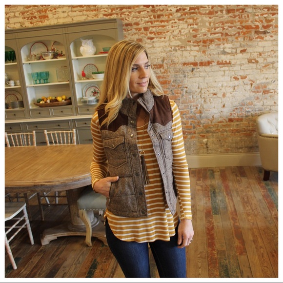 ✨LAST ONE✨Brown tweed button pocket wool  vest - Picture 2 of 4