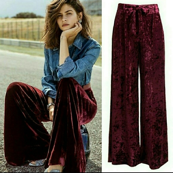 wine velvet pants