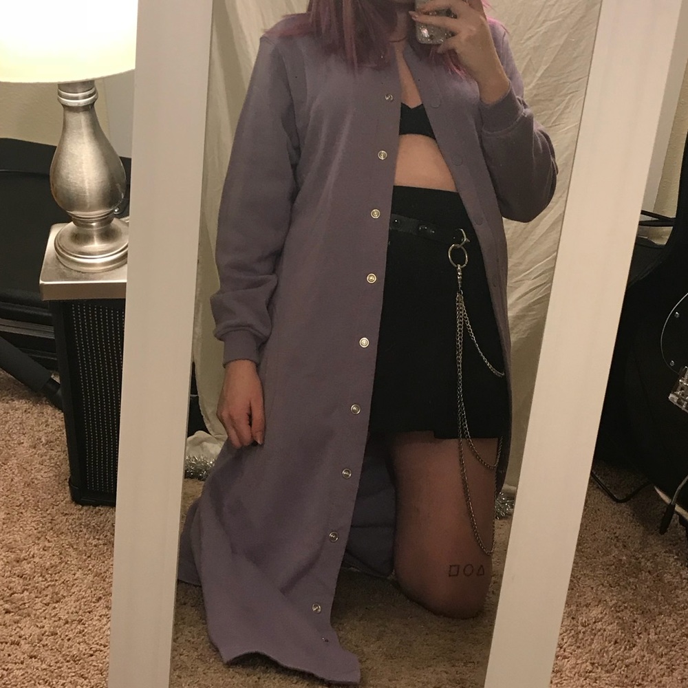 Snuggly lilac longline bomber style sweater 😍