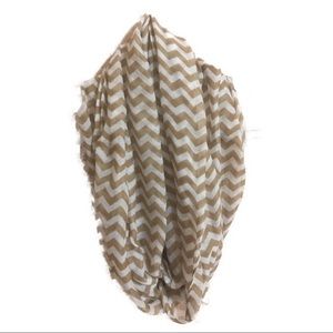 Tan & White Chevron Infinity Scarf