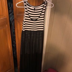 Black and white striped maxi dress