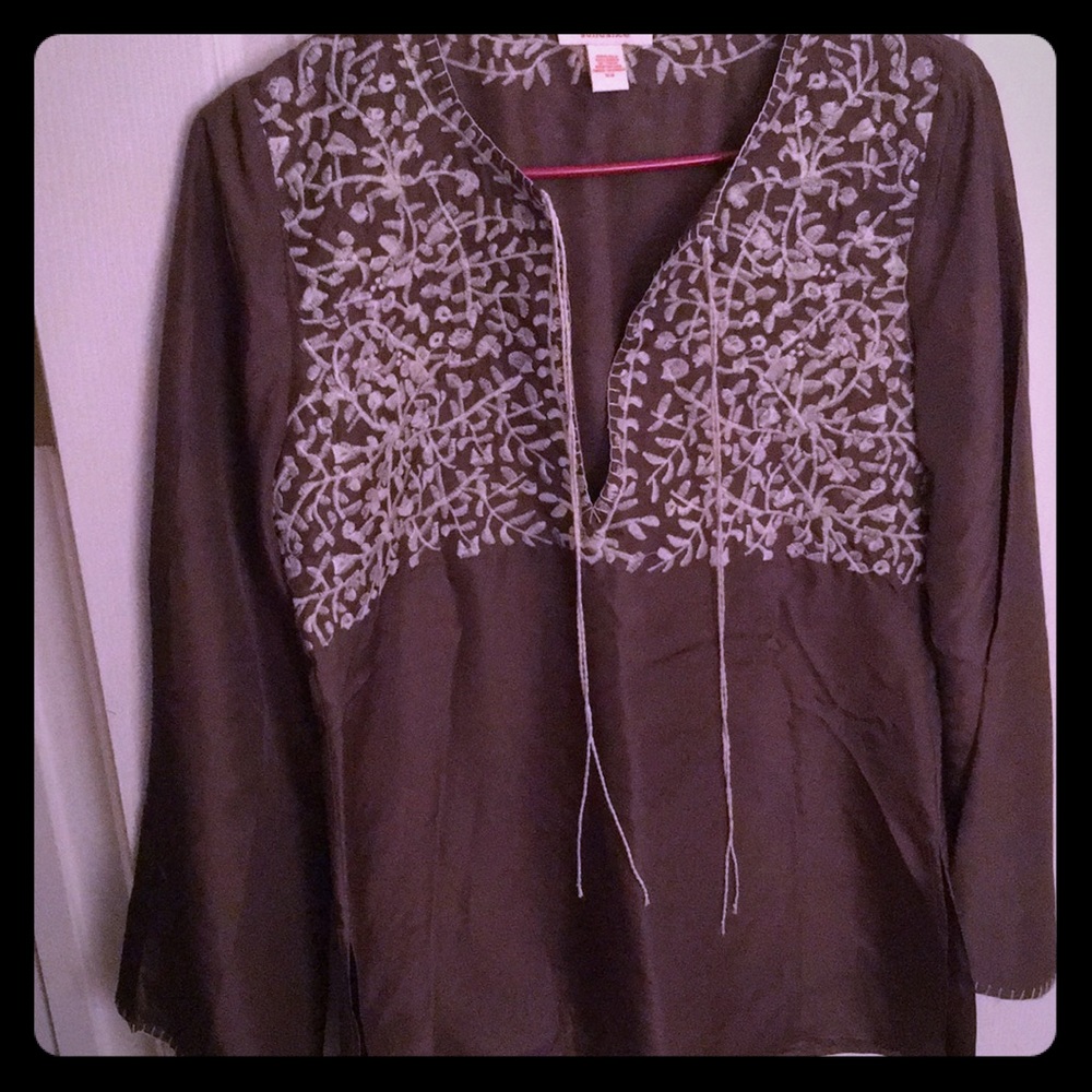 Sundance 100% Silk Embroidered Tunic