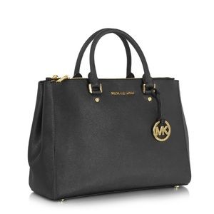 NWT Michael Kors Medium Black Sutton Satchel