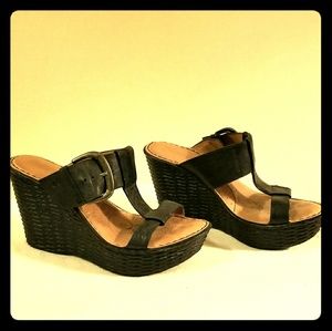 Like new Leather Stack Wedge