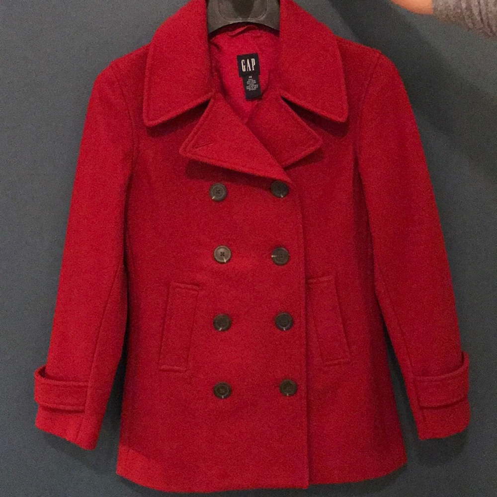 GAP Wool Peacoat. XS. Like new condition. Red.