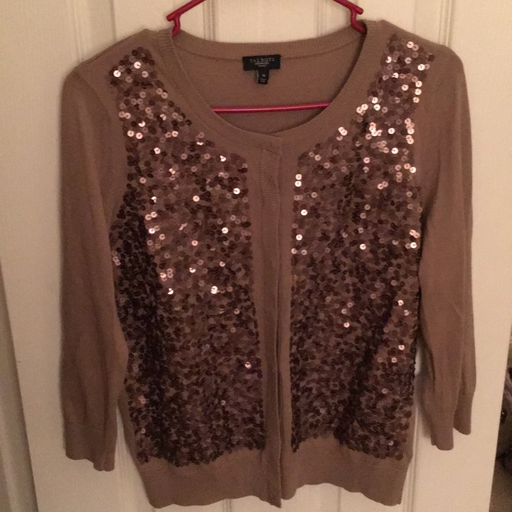 Talbots 3/4 Sleeve Sequin Cardigan