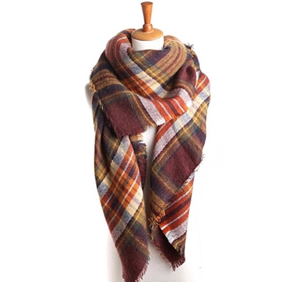 🍁 Autumn Leaves Ultra Plush Plaid Blanket Scarf - Picture 3 of 6
