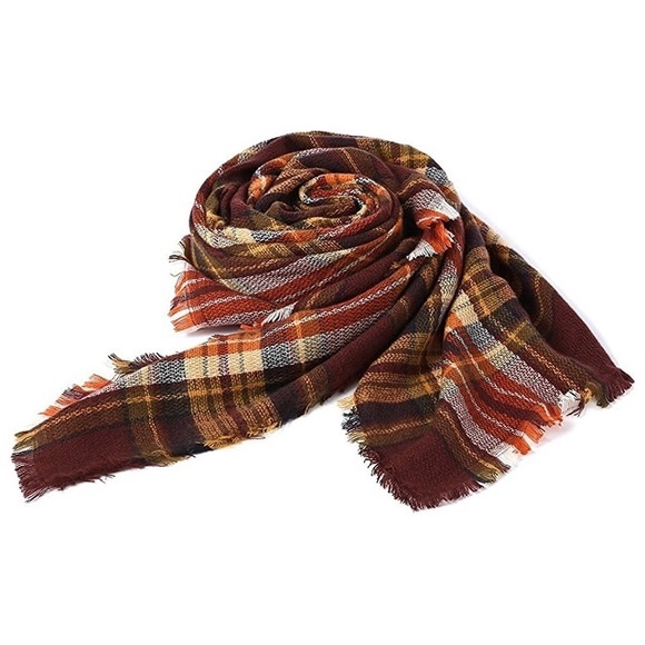 🍁 Autumn Leaves Ultra Plush Plaid Blanket Scarf - Picture 4 of 6