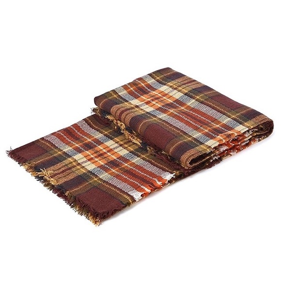 🍁 Autumn Leaves Ultra Plush Plaid Blanket Scarf - Picture 5 of 6