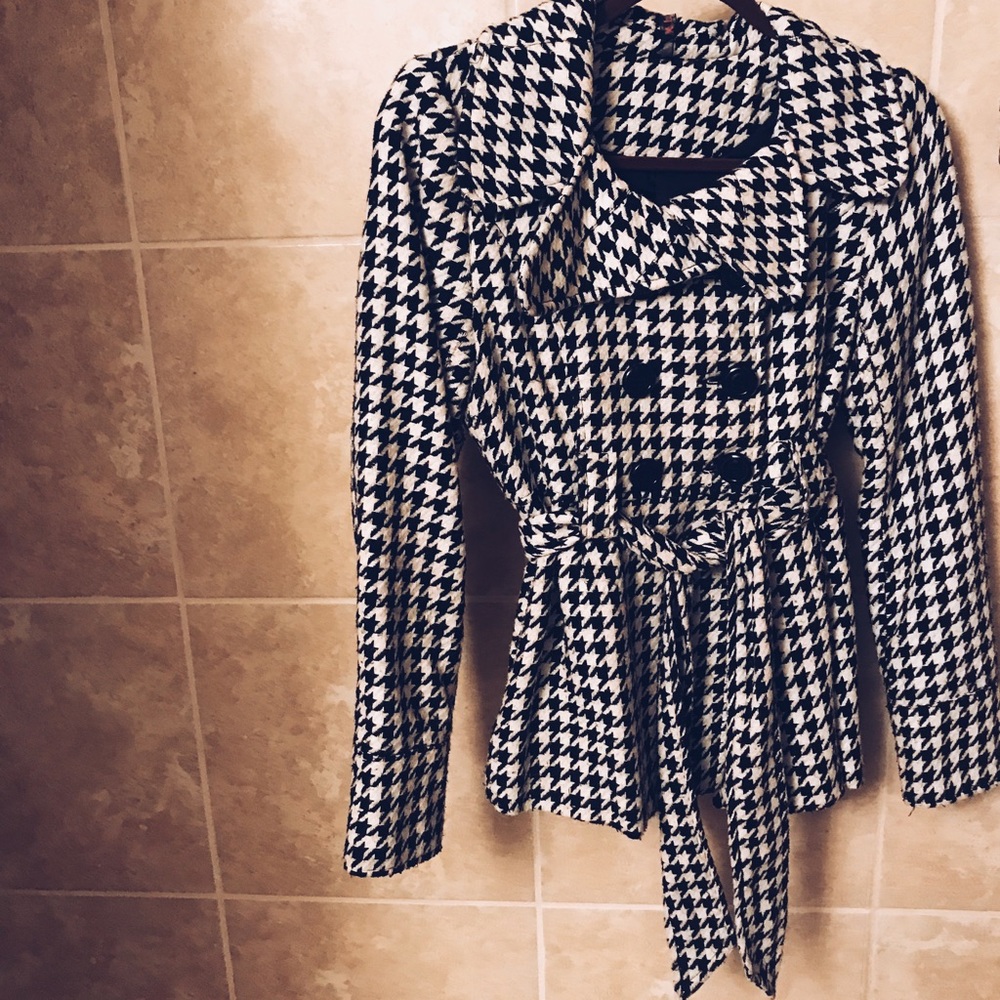 Wool Houndstooth Coat