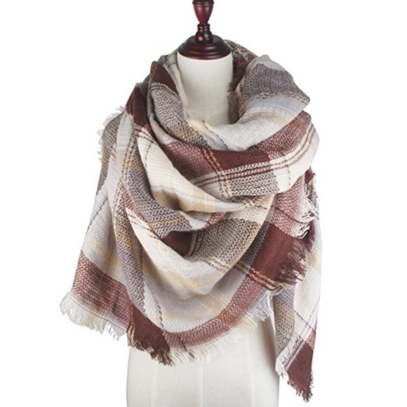 fairlygirly Accessories - ☕️ Coffee & Cream Ultra Plush Plaid Blanket Scarf
