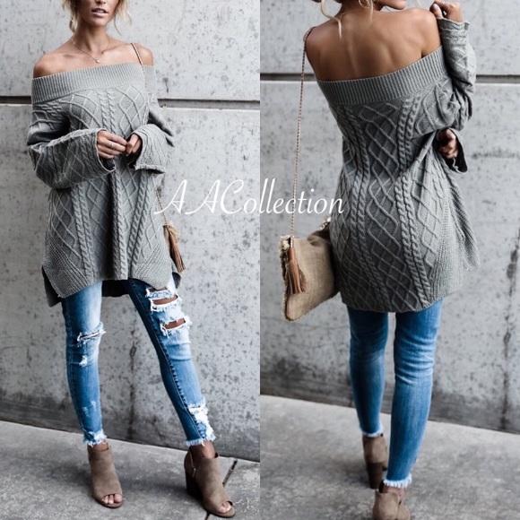 Sweater long sleeves on off shoulders SOld - Picture 2 of 5