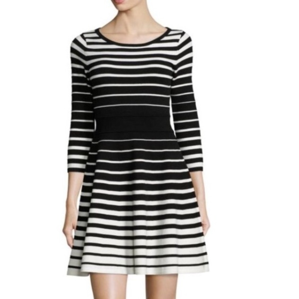 Milly degrade black stripe sweater dress so P