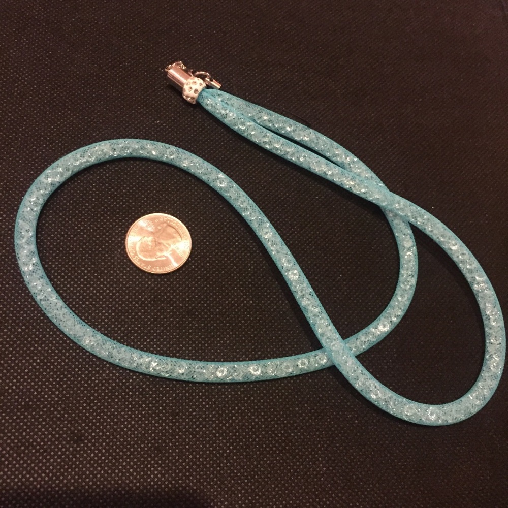 🎀 Pretty pastel blue jeweled mesh lanyard 🎀