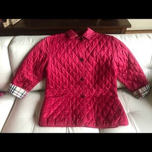 Red Authentic Burberry Quilted  Jacket