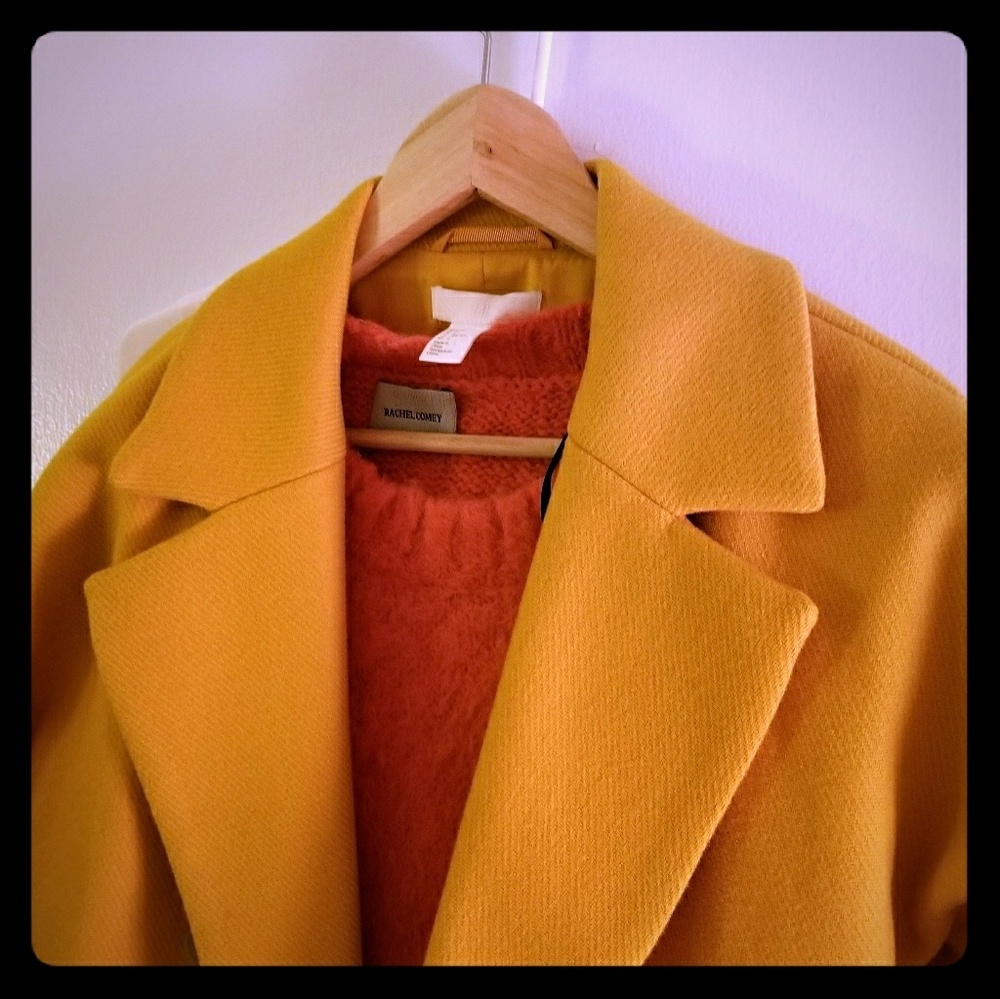 H&M mustard yellow coat size 2