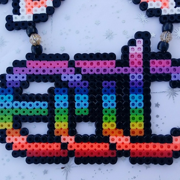 Owl w/ EDC logo letters perler kandi rave necklace - Picture 2 of 3