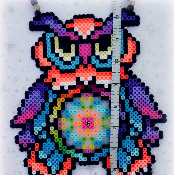 Owl w/ EDC logo letters perler kandi rave necklace - Picture 3 of 3