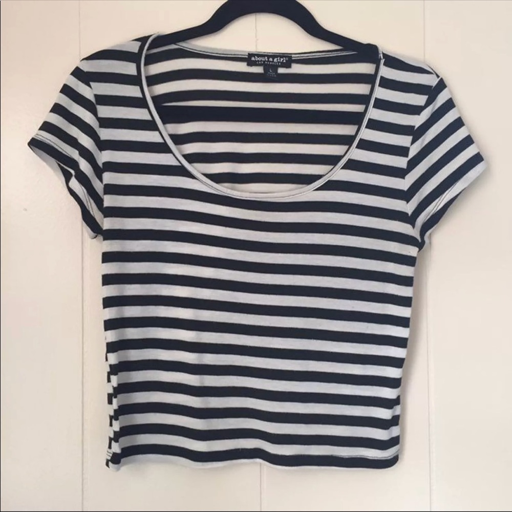 Striped black and white crop top