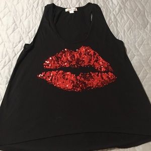 Sequin Lip print tank top