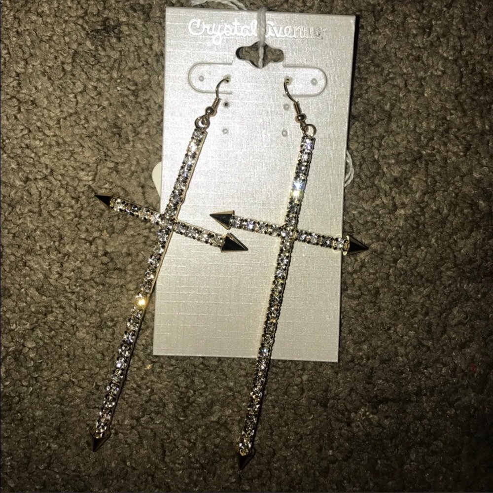 Gold cross earrings
