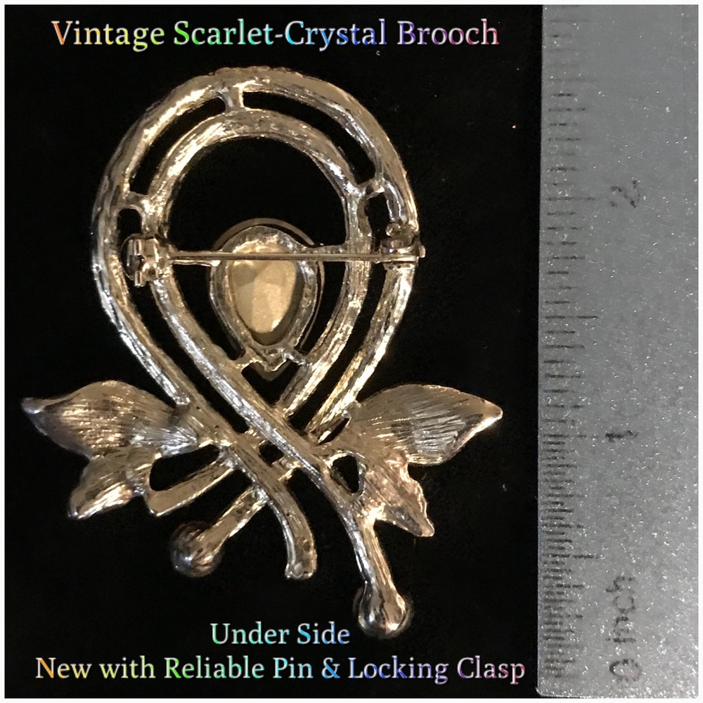 Free Option: Ruby-Red Crystal Brooch, Vintage - Picture 3 of 3