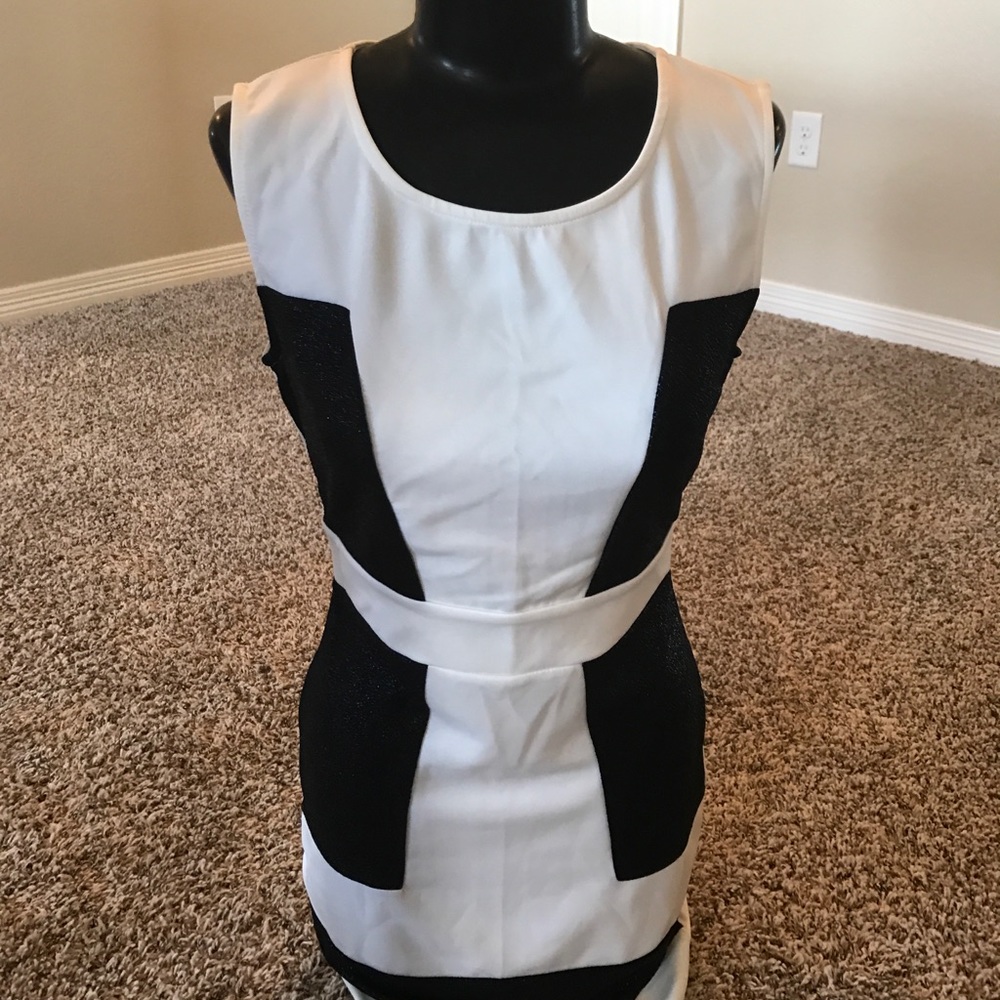 Black & Beige Color block dress